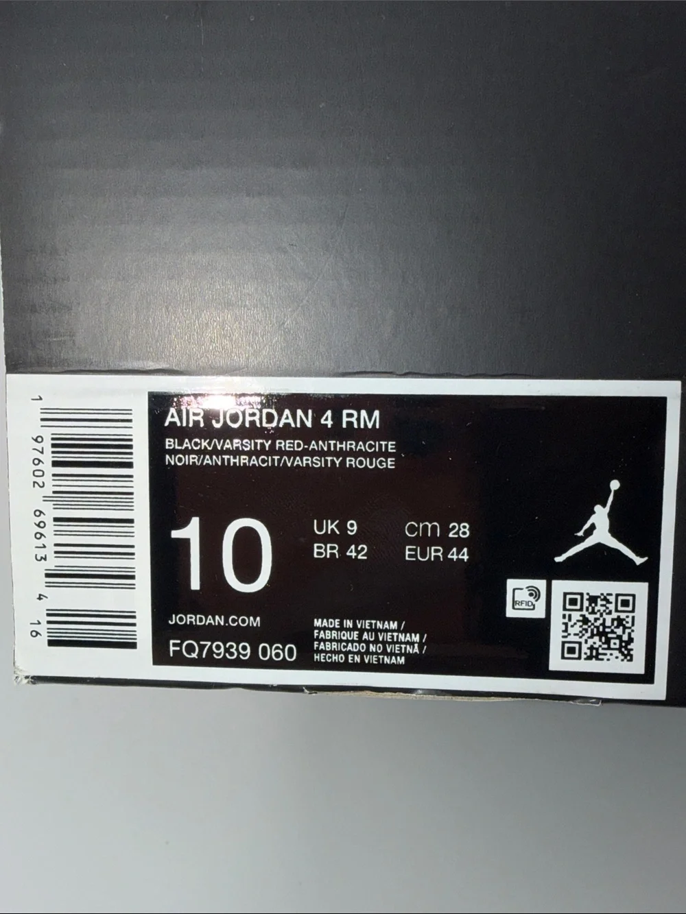 Nike Air Jordan 4 RM Black Varsity Red FQ7939-060 Men’s Size 10
